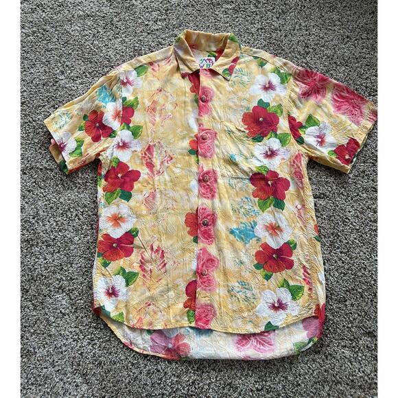Vintage JAMS WORLD size S Men’s SHIRT Hawaiian Floral Rayon K23 - Picture 1 of 8